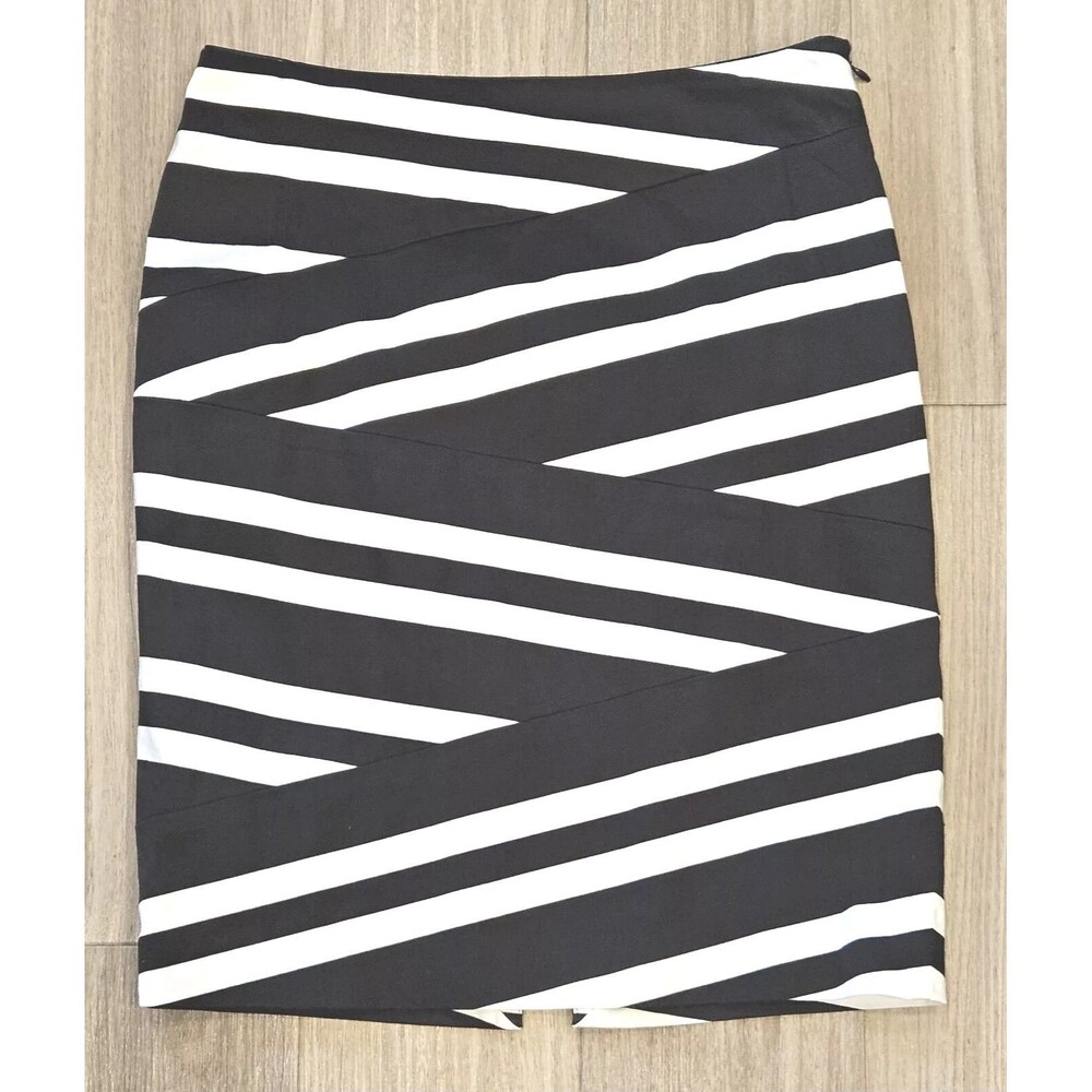 White House Black Market Striped Side Zipper Lined Pencil Skirt Women's Size 4